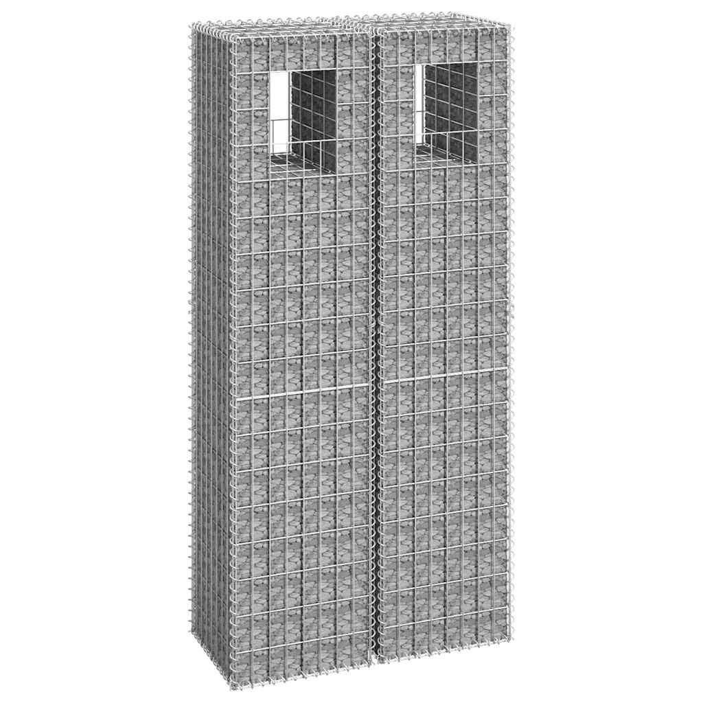 vidaXL Gabionensäulen 2 Stk. 40x40x180 cm Eisen