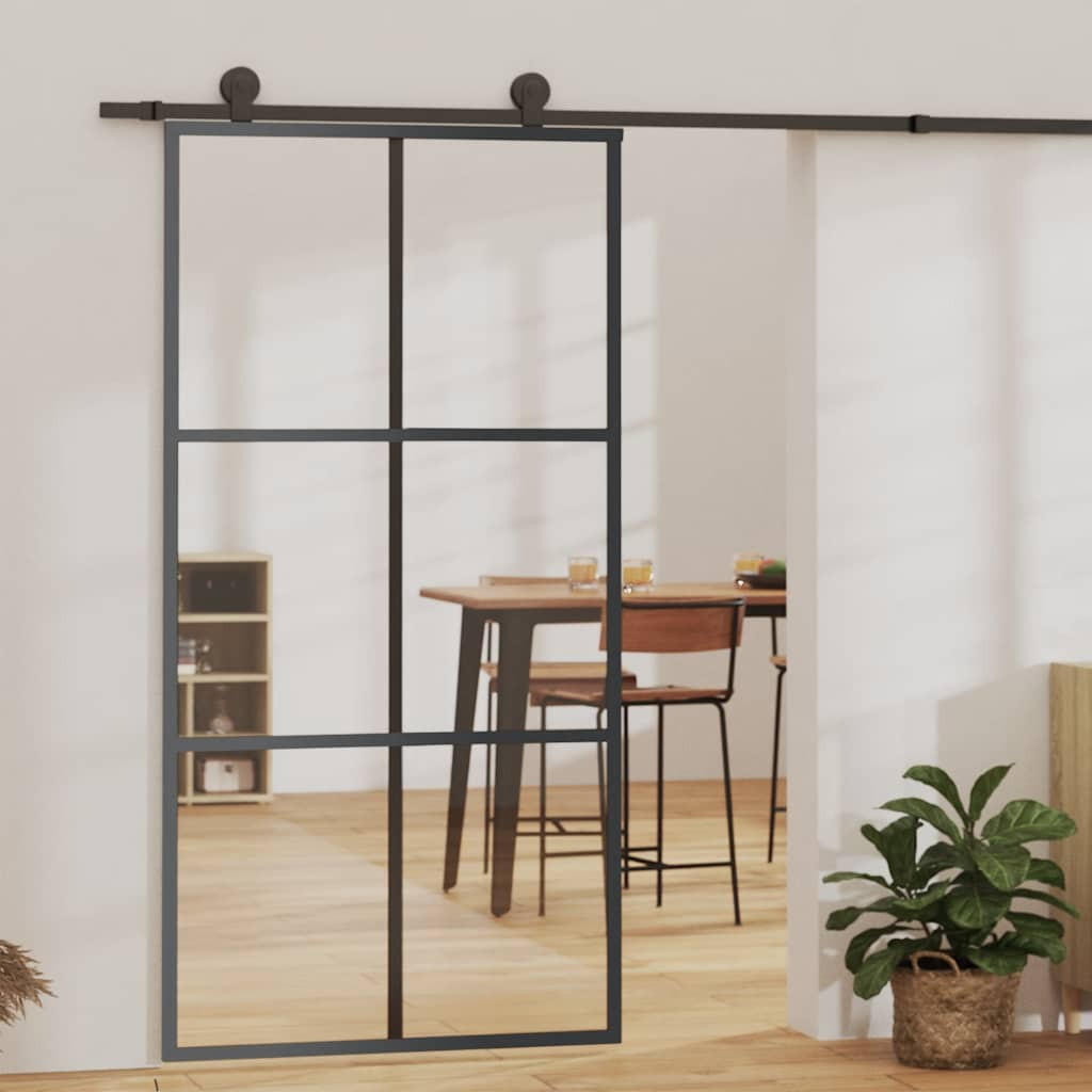 vidaXL Schiebetür mit Beschlag ESG-Glas & Aluminium 102x205 cm