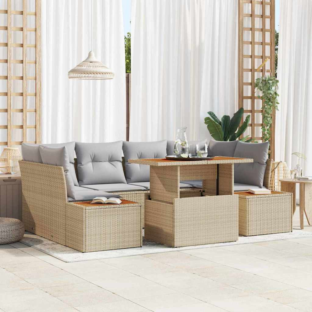 vidaXL Gartensofa-set 9 Stk. Beige und Grau