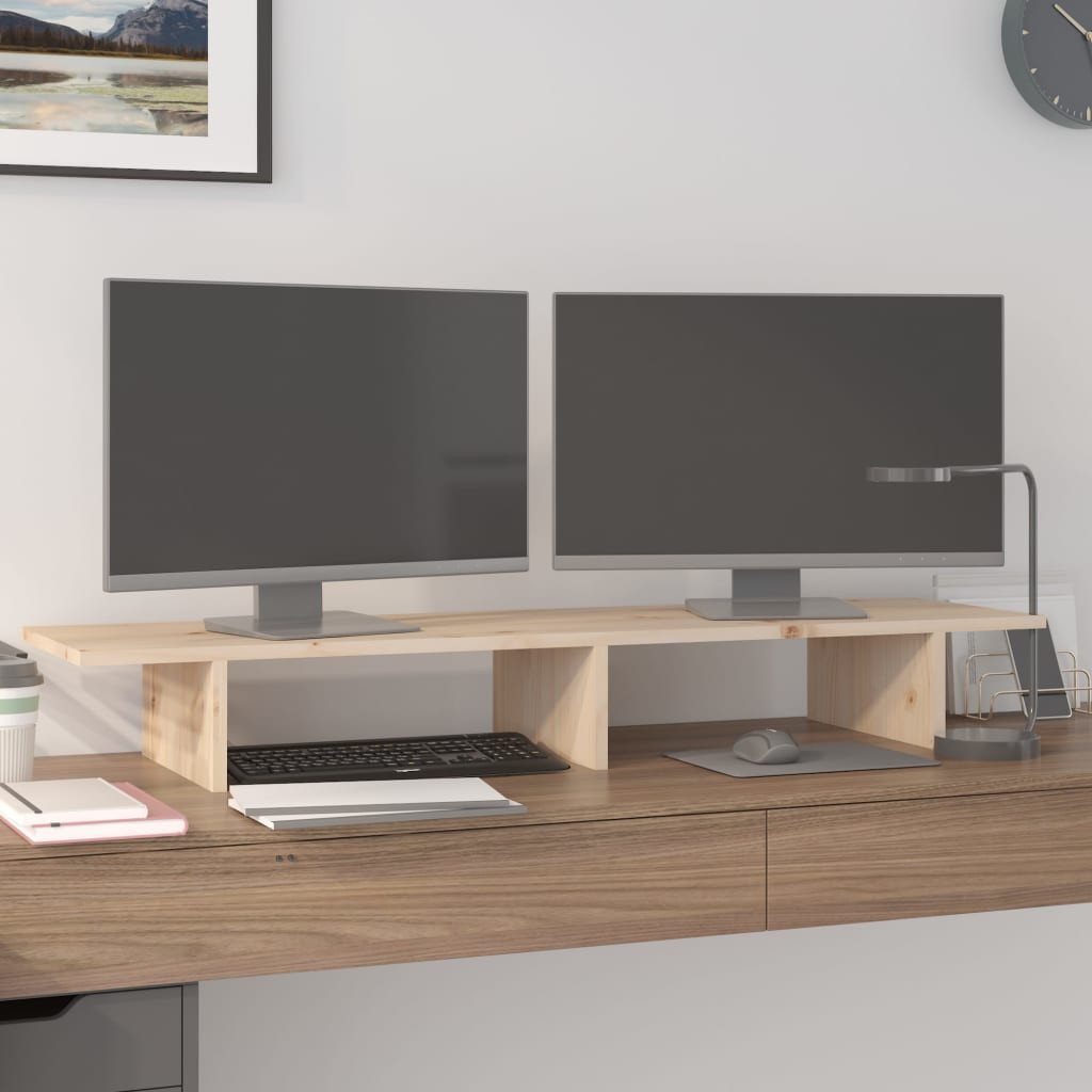 vidaXL Monitorständer 100x27x15 cm Massivholz Kiefer