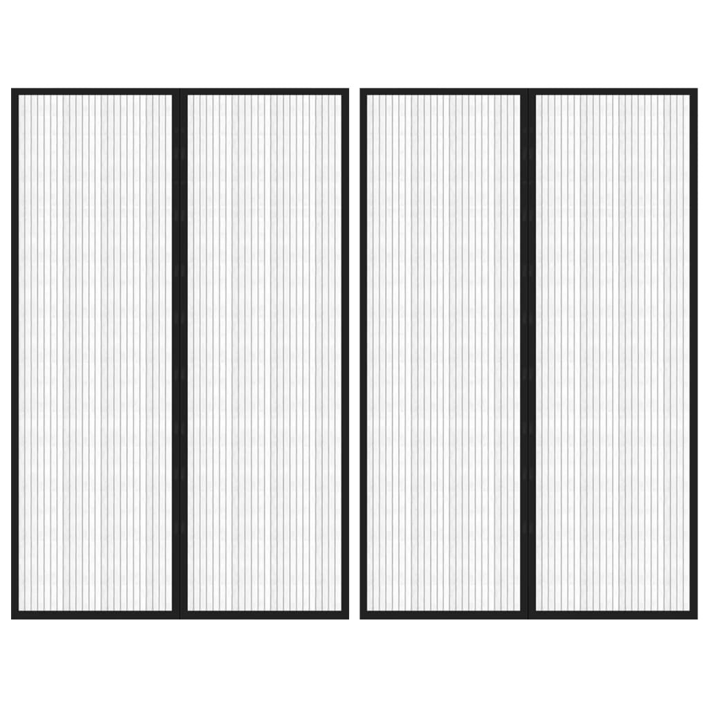 vidaXL Fliegengitter-Türvorhänge 2 Stk. Magnet Schwarz 220x130 cm