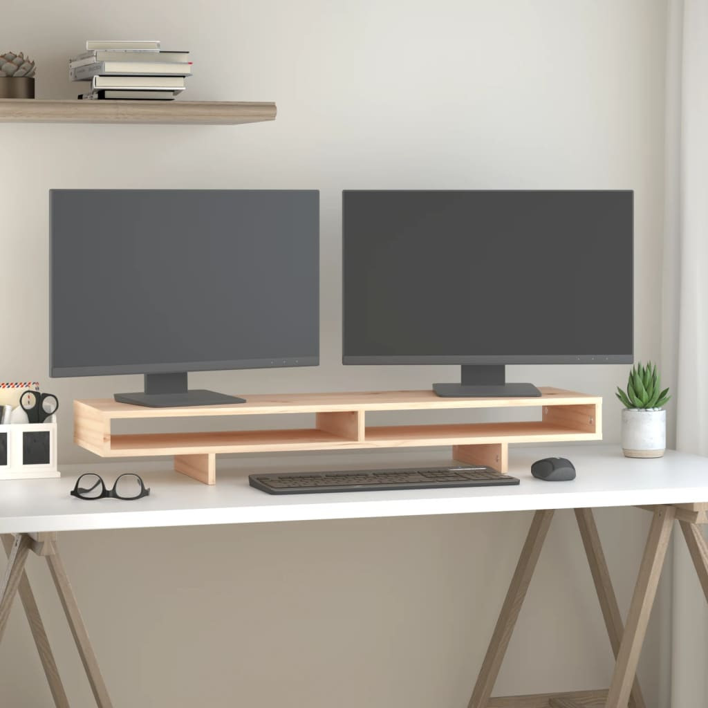 vidaXL Monitorständer 100x27x14 cm Massivholz Kiefer