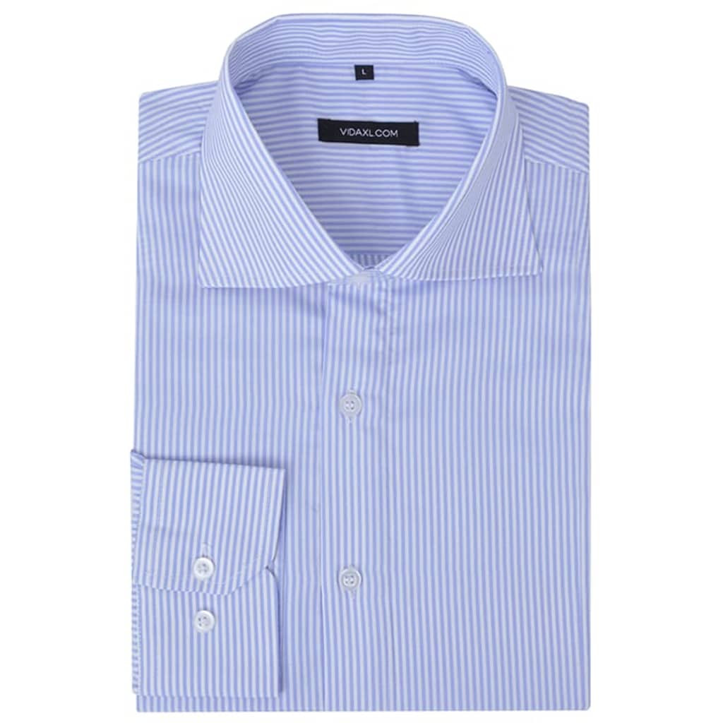 vidaXL Herren Business-Hemd weiß und hellblau gestreift Gr. S