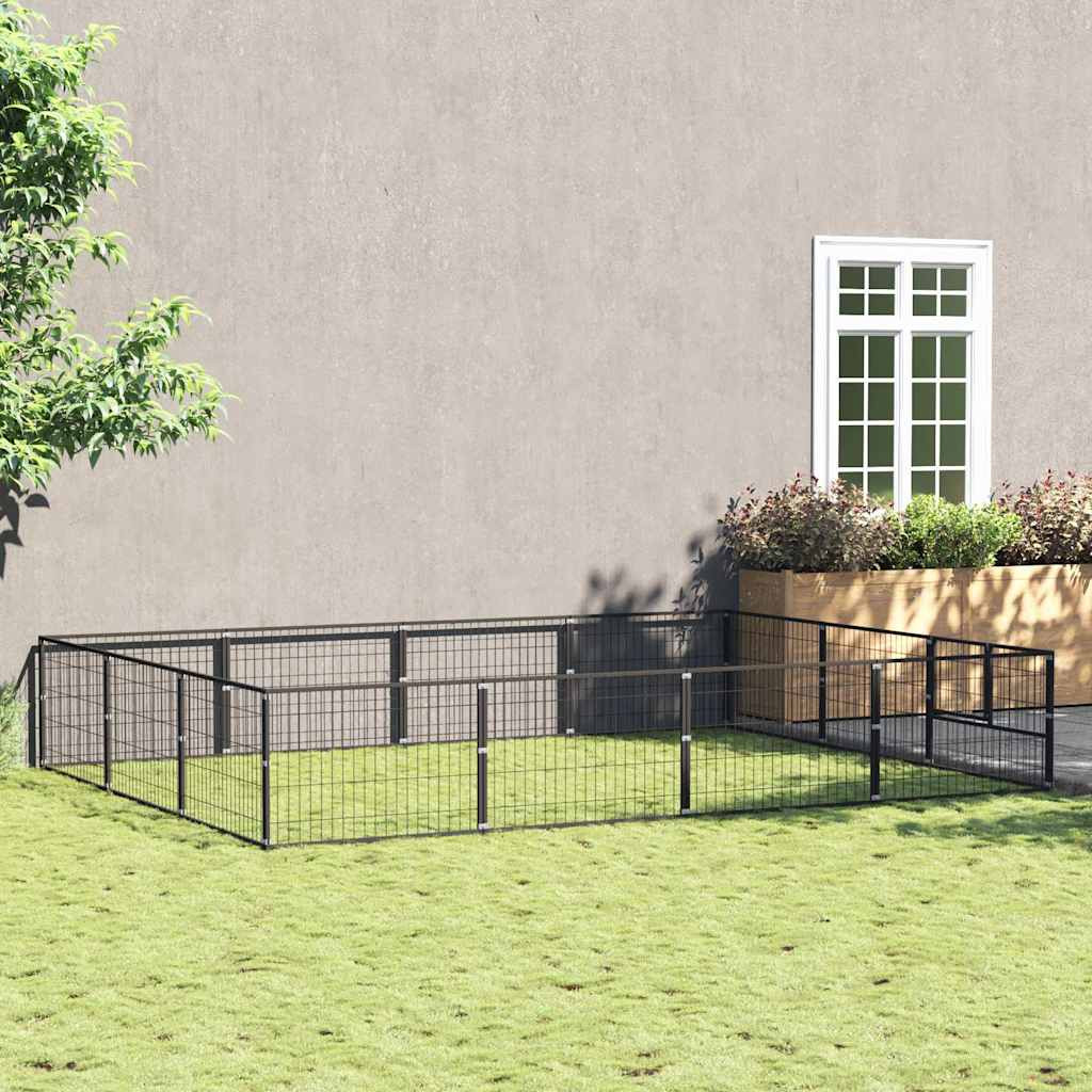 vidaXL Hundezwinger Schwarz 12 m² Stahl