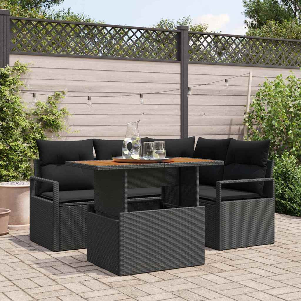 vidaXL Gartensofa-set 5 stk. 4-Sitzanzahl Schwarz und Braun