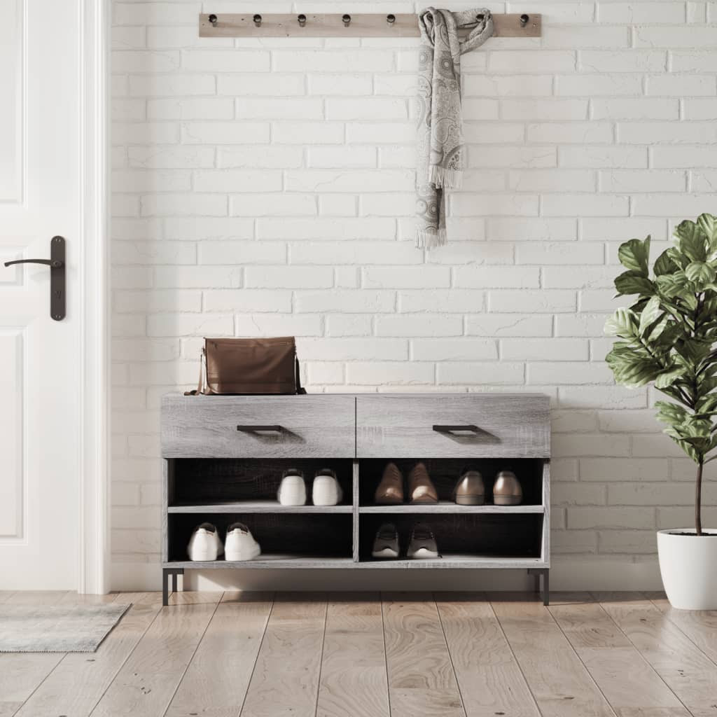 vidaXL Schuhbank Grau Sonoma 102x35x55 cm Holzwerkstoff