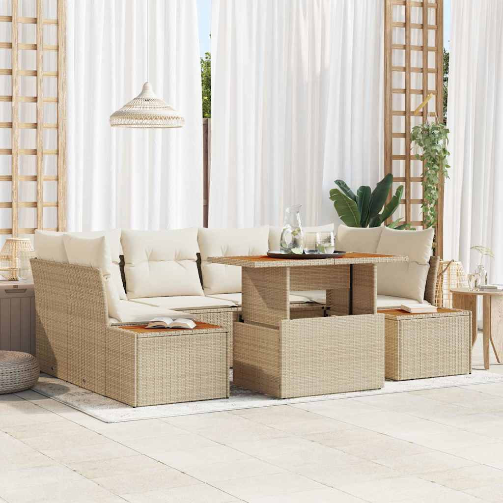 vidaXL Gartensofa-set 9 Stk. Beige und Creme
