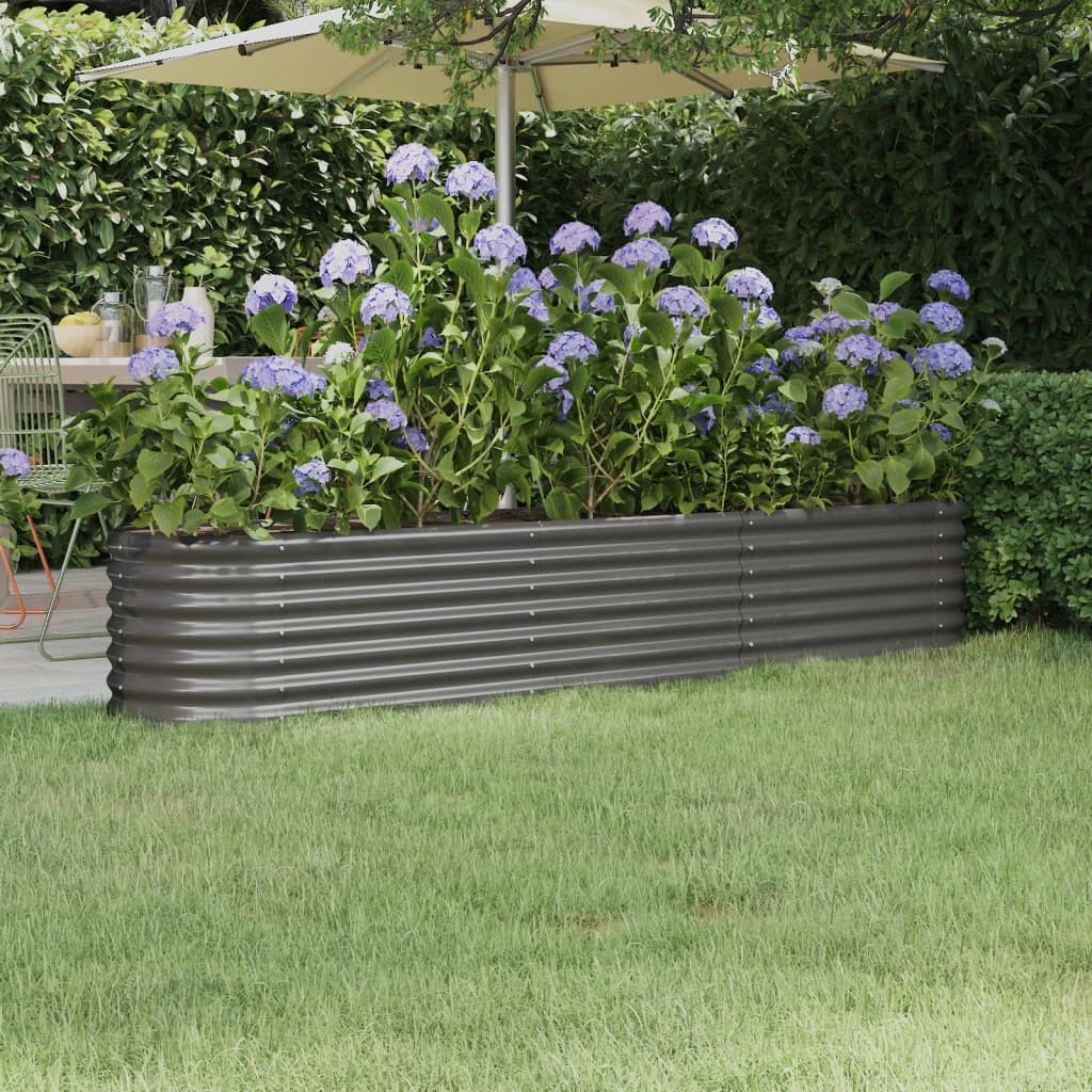 vidaXL Hochbeet Verzinkter Stahl 224x40x36 cm Grau