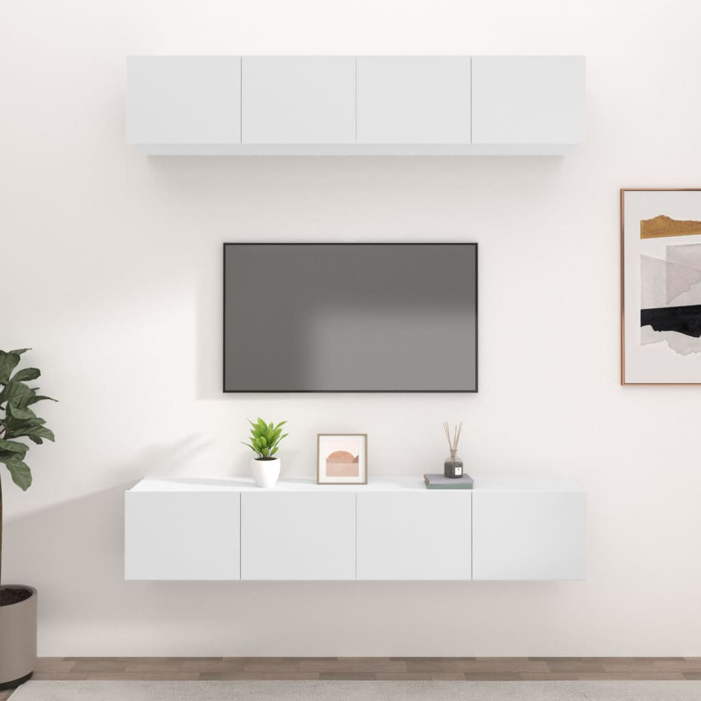 vidaXL TV-Schränke 4 Stk. Weiß 80x30x30 cm Holzwerkstoff