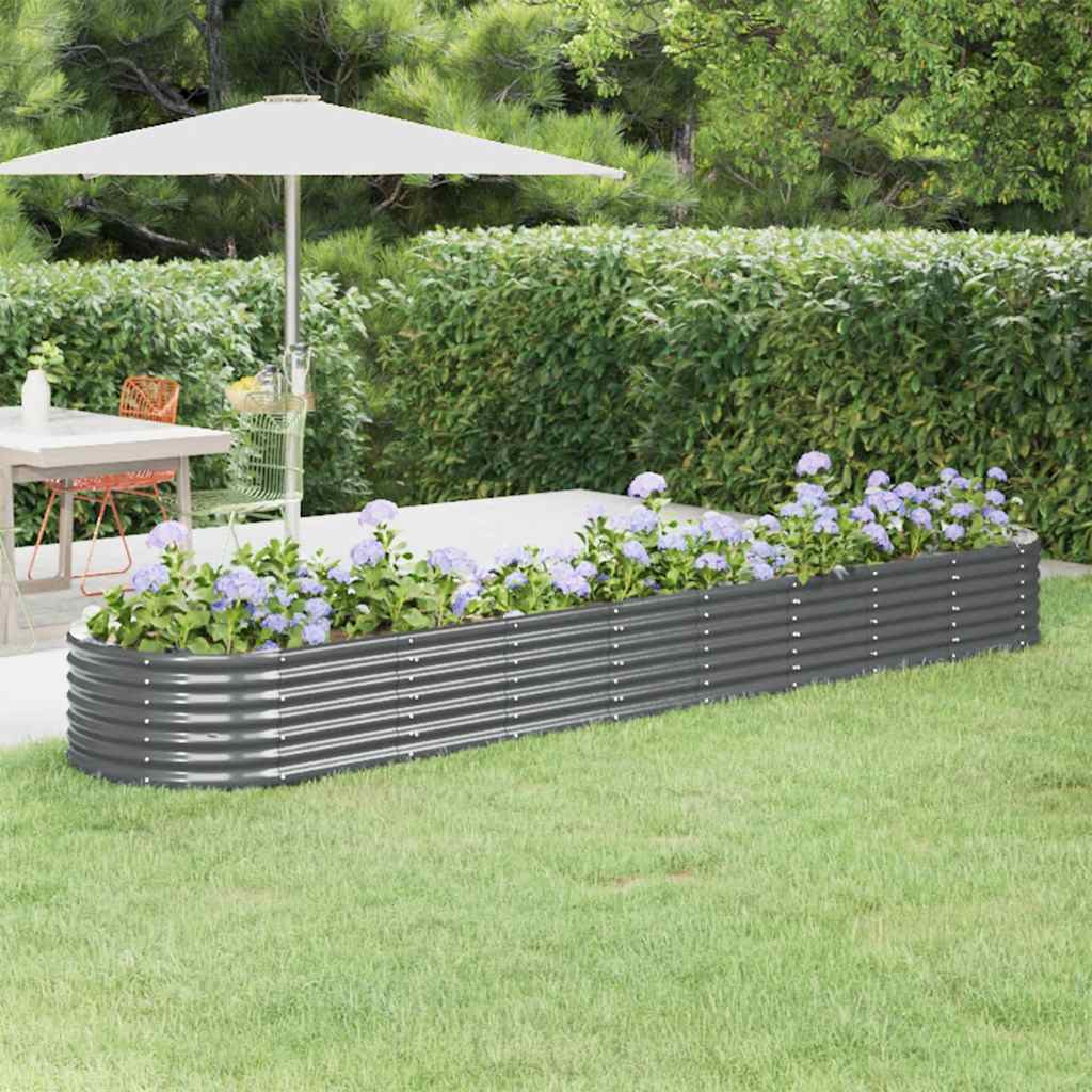 vidaXL Hochbeet Verzinkter Stahl 368x80x36 cm Anthrazit