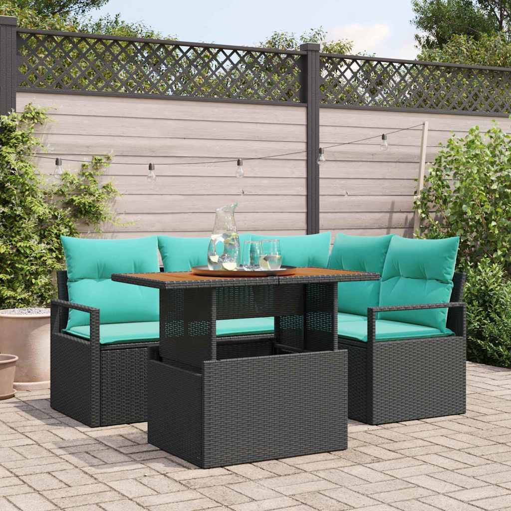 vidaXL Gartensofa-set 5 stk. 4-Sitzanzahl Schwarz und Türkis