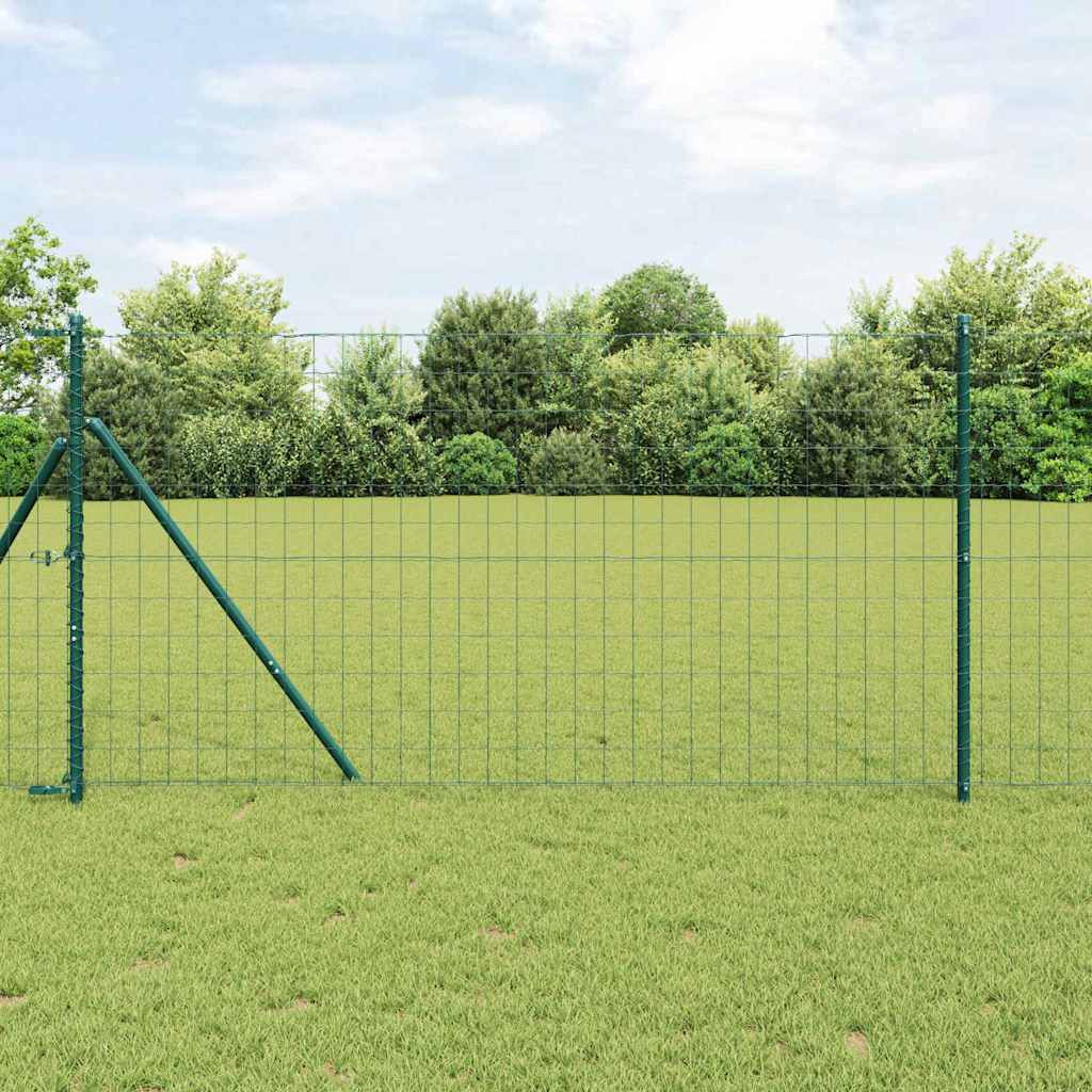 vidaXL Bodenmontierter Euro-Zaun 10 x 1 m PVC-beschichteter Stahl Grün