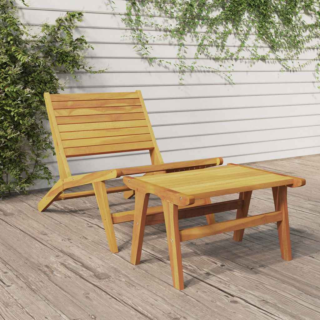 vidaXL Gartenstuhl mit Fußstütze Massivholz Teak