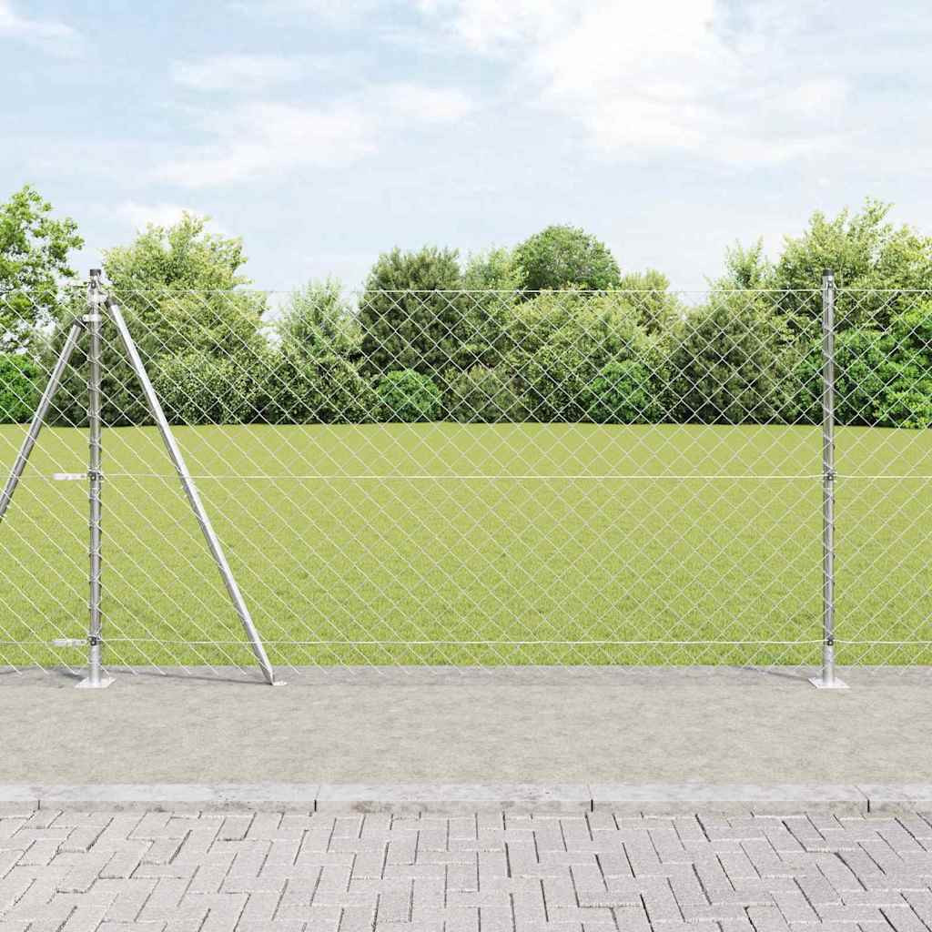 vidaXL Maschendrahtzaun mit Betonsockel 10 x 1,2 m Verzinkter Stahl