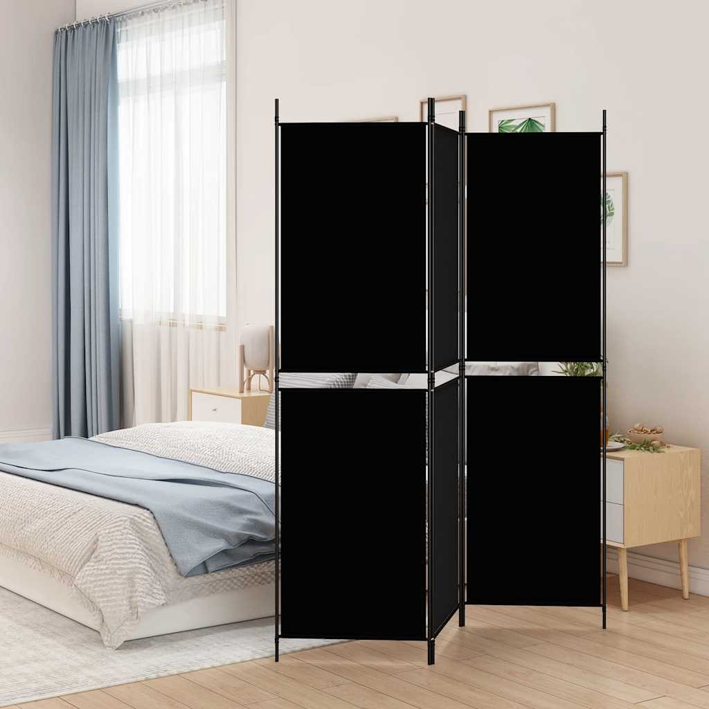 vidaXL 3-tlg. Paravent Schwarz 150x180 cm Stoff