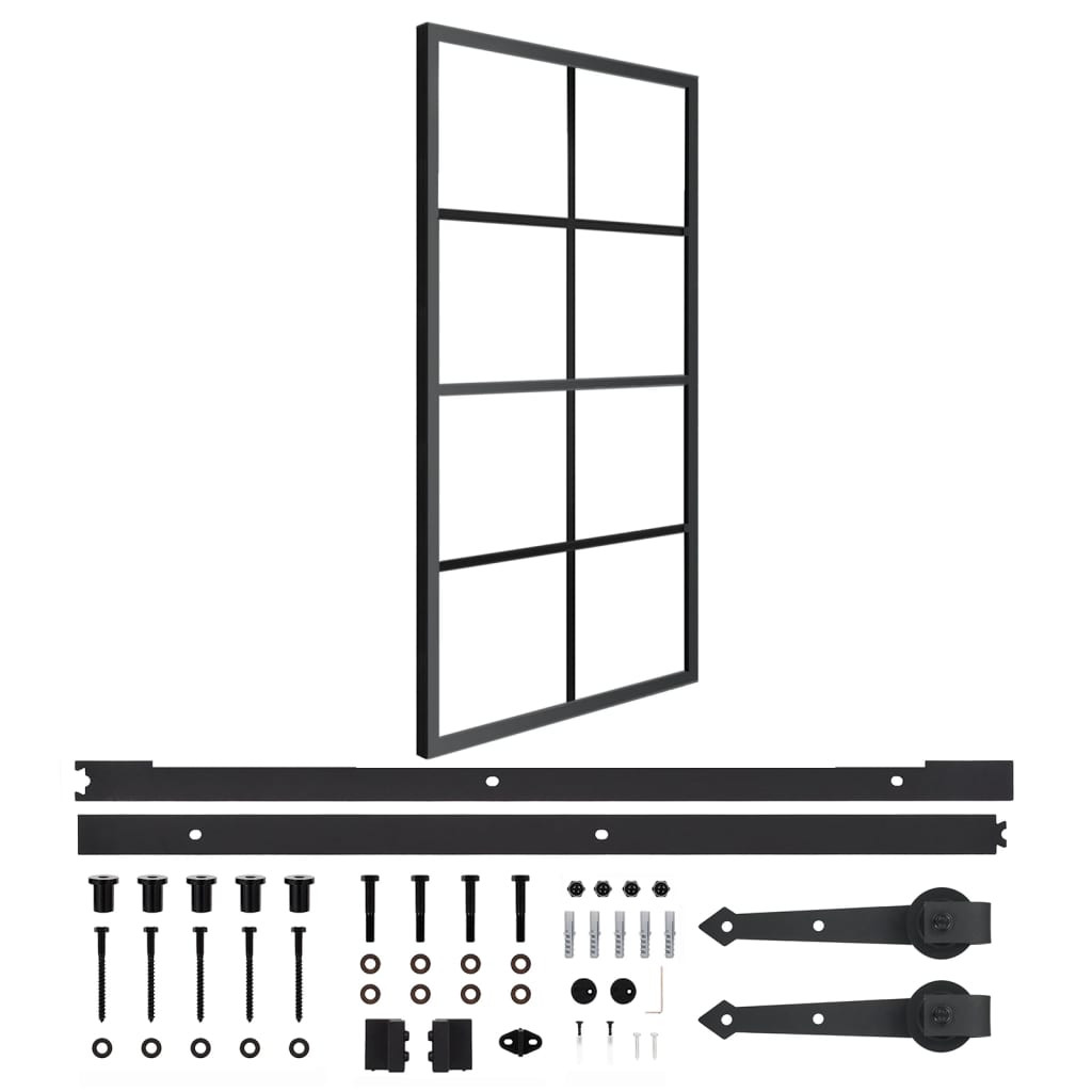 vidaXL Schiebetür Aluminium und ESG-Glas mit Beschlägen 102,5x205 cm