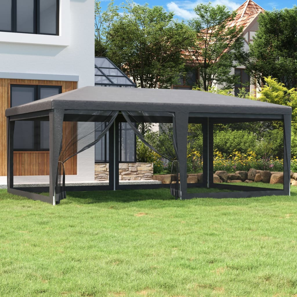 vidaXL Partyzelt mit 6 Mesh-Seitenwänden Anthrazit 6x4 m HDPE