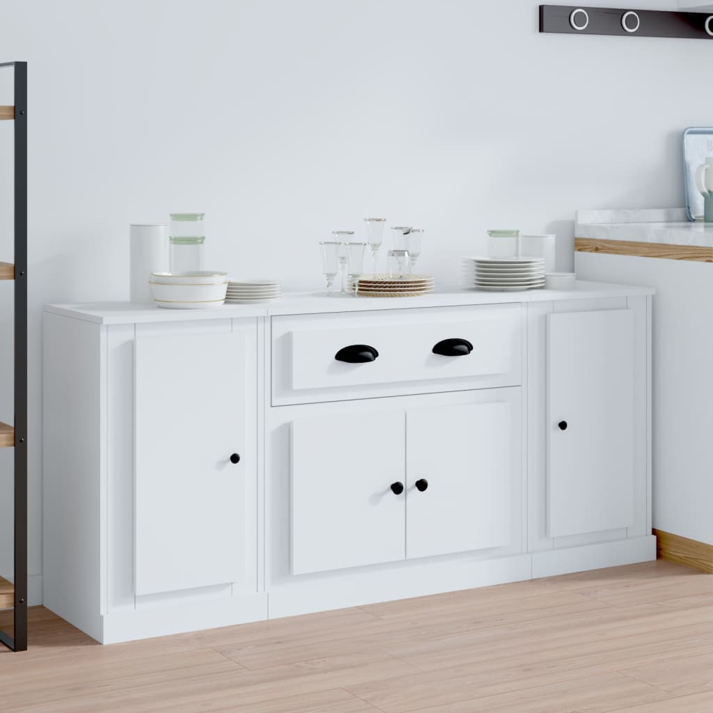 vidaXL Sideboards 3 Stk. Weiß Holzwerkstoff