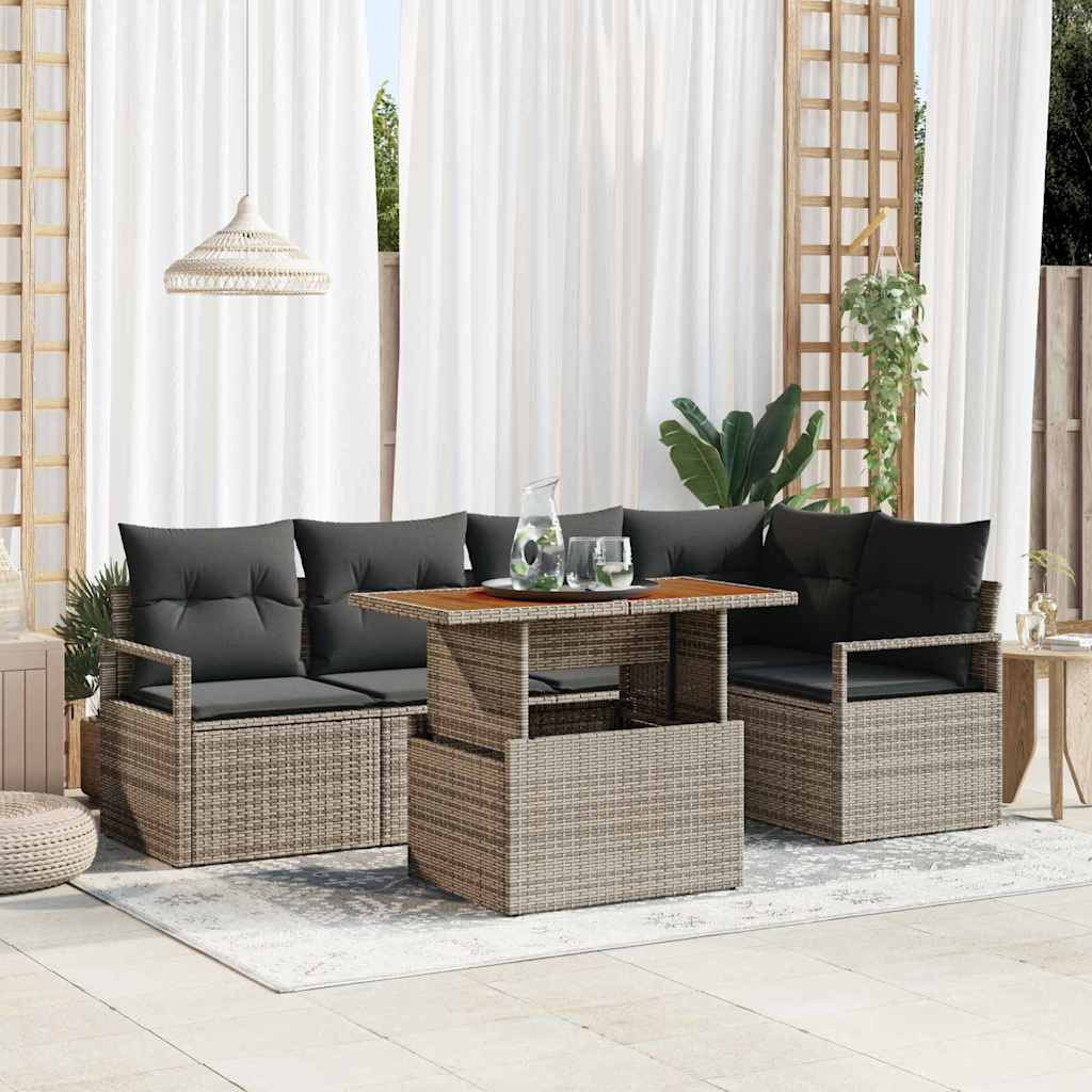 vidaXL Gartensofa-set 6 stk. 5-Sitzanzahl Grau und Braun