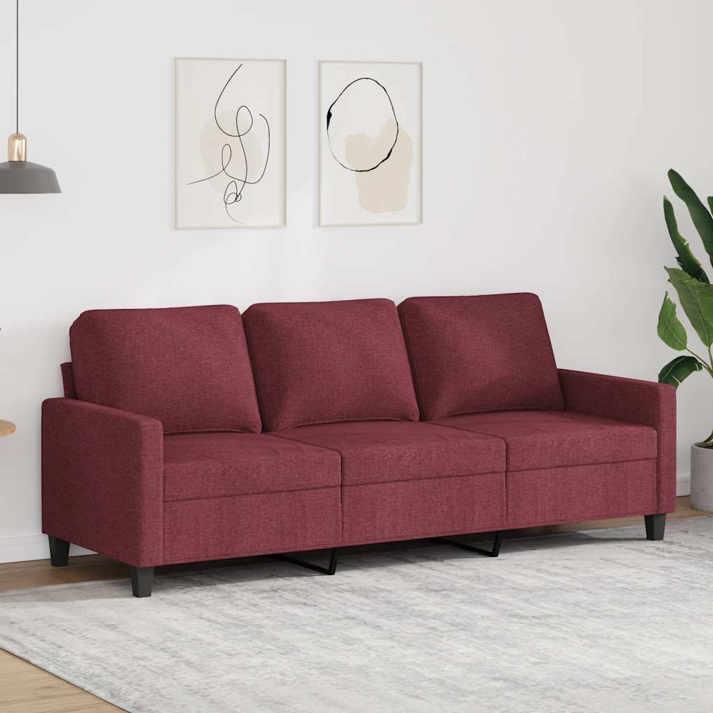 vidaXL 3-Sitzer-Sofa Weinrot 180 cm Stoff