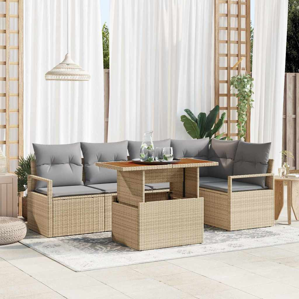 vidaXL Gartensofa-set 6 stk. 5-Sitzanzahl Beige und Grau