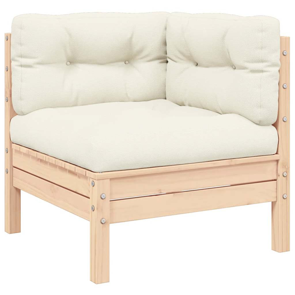 vidaXL Garten-Ecksofa mit Kissen in Creme Massivholz Kiefer