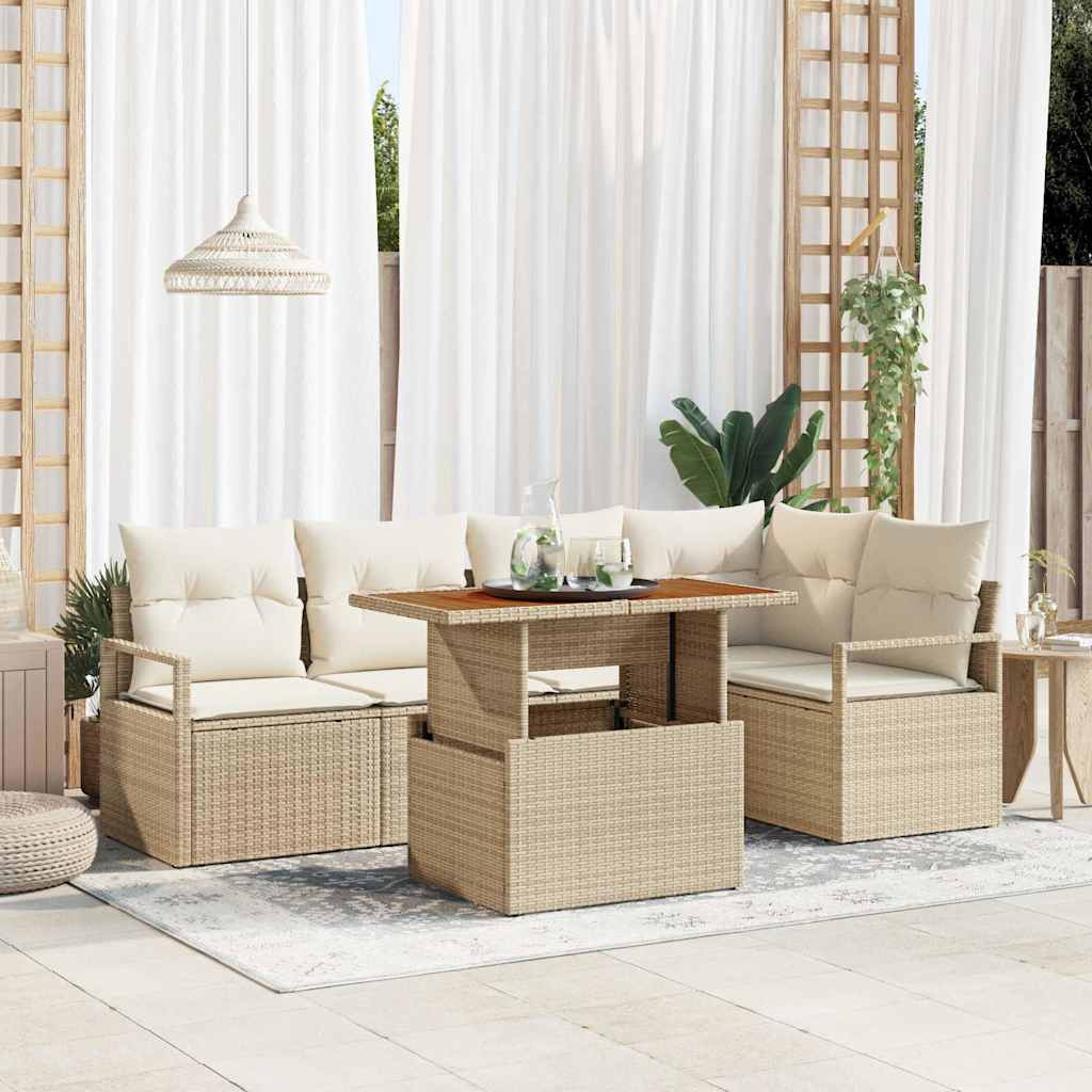 vidaXL Gartensofa-set 6 stk. 5-Sitzanzahl Beige und Creme