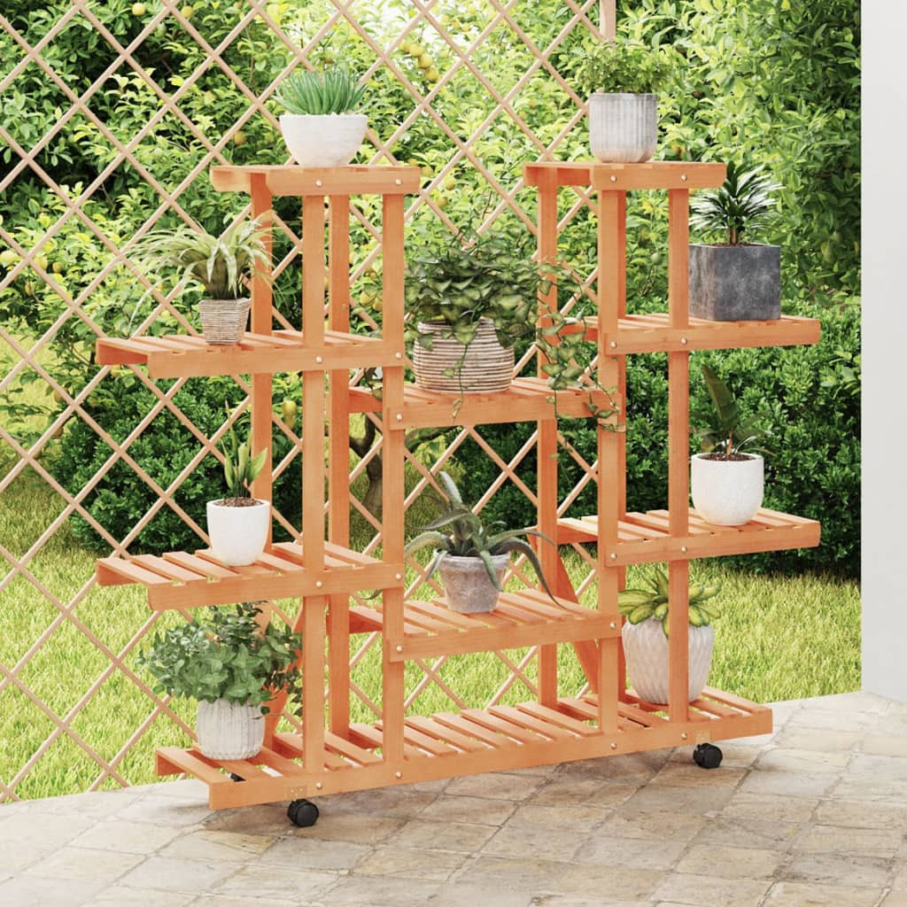 vidaXL Blumenständer mit Rollen 110x25x115 cm Massivholz Tanne
