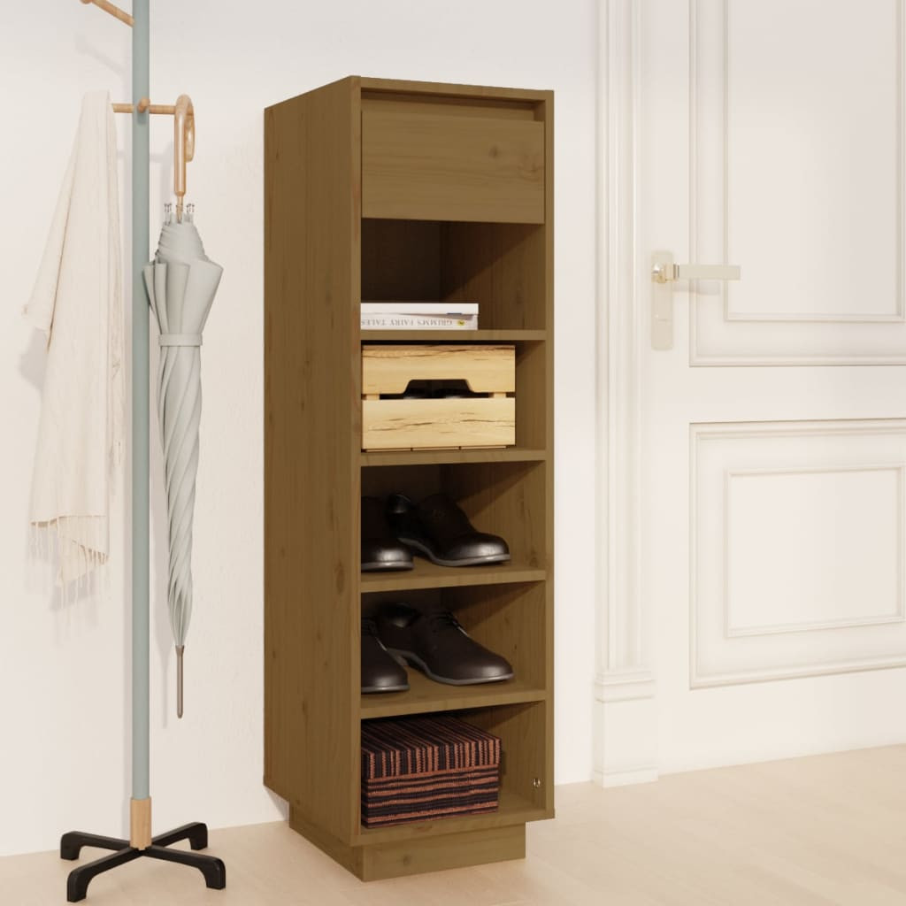 vidaXL Schuhregal Honigbraun 30x34x105 cm Massivholz Kiefer
