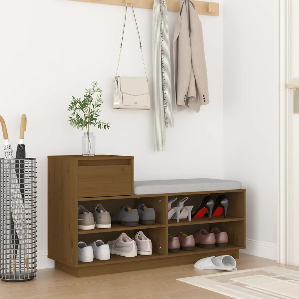vidaXL Schuhregal Honigbraun 110x34x61 cm Massivholz Kiefer