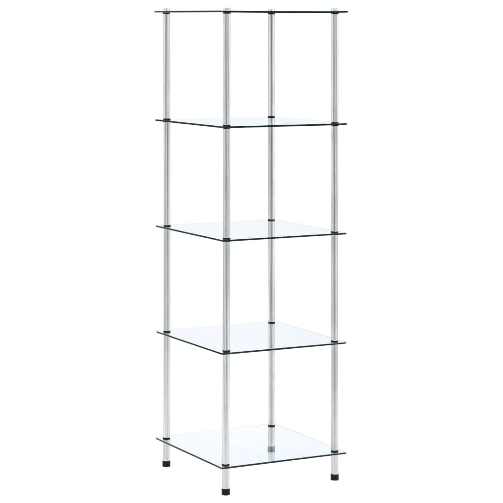 vidaXL Regal mit 5 Ablagen Transparent 40x40x130 cm Hartglas