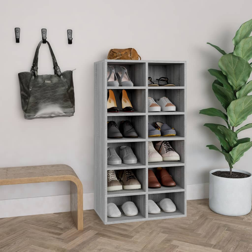 vidaXL Schuhregal Grau Sonoma 54x34x100,5 cm Holzwerkstoff