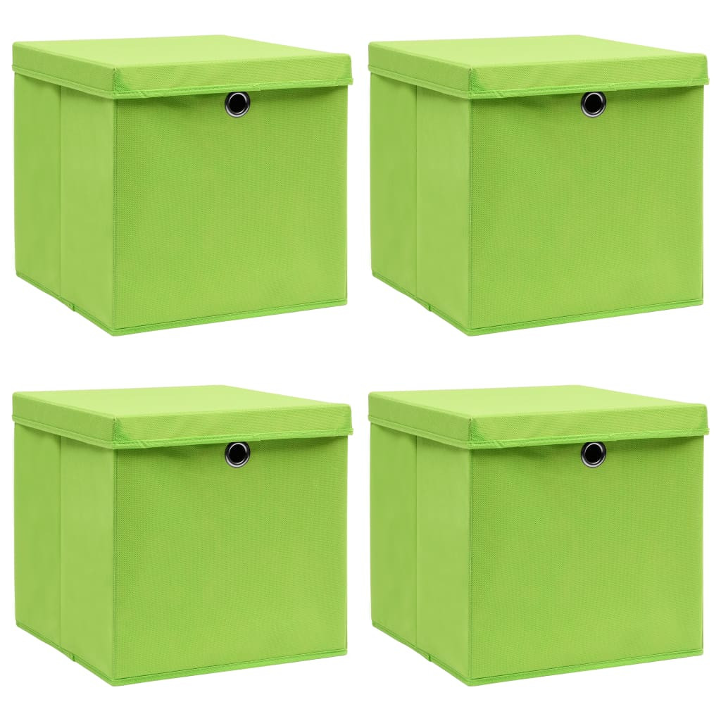 vidaXL Aufbewahrungsboxen mit Deckeln 4 Stk. Grün 32x32x32 cm Stoff