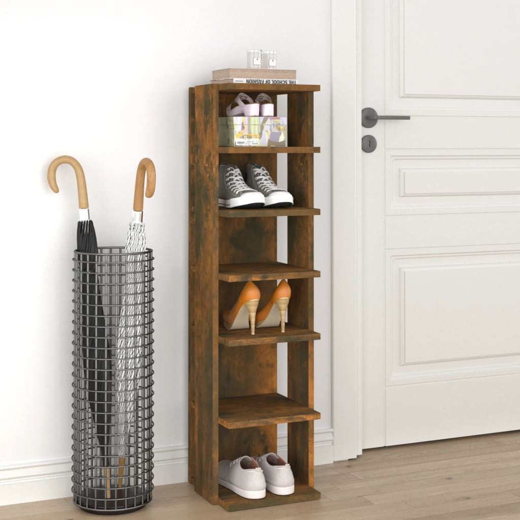 vidaXL Schuhregal Räuchereiche 27,5x27x102 cm Holzwerkstoff