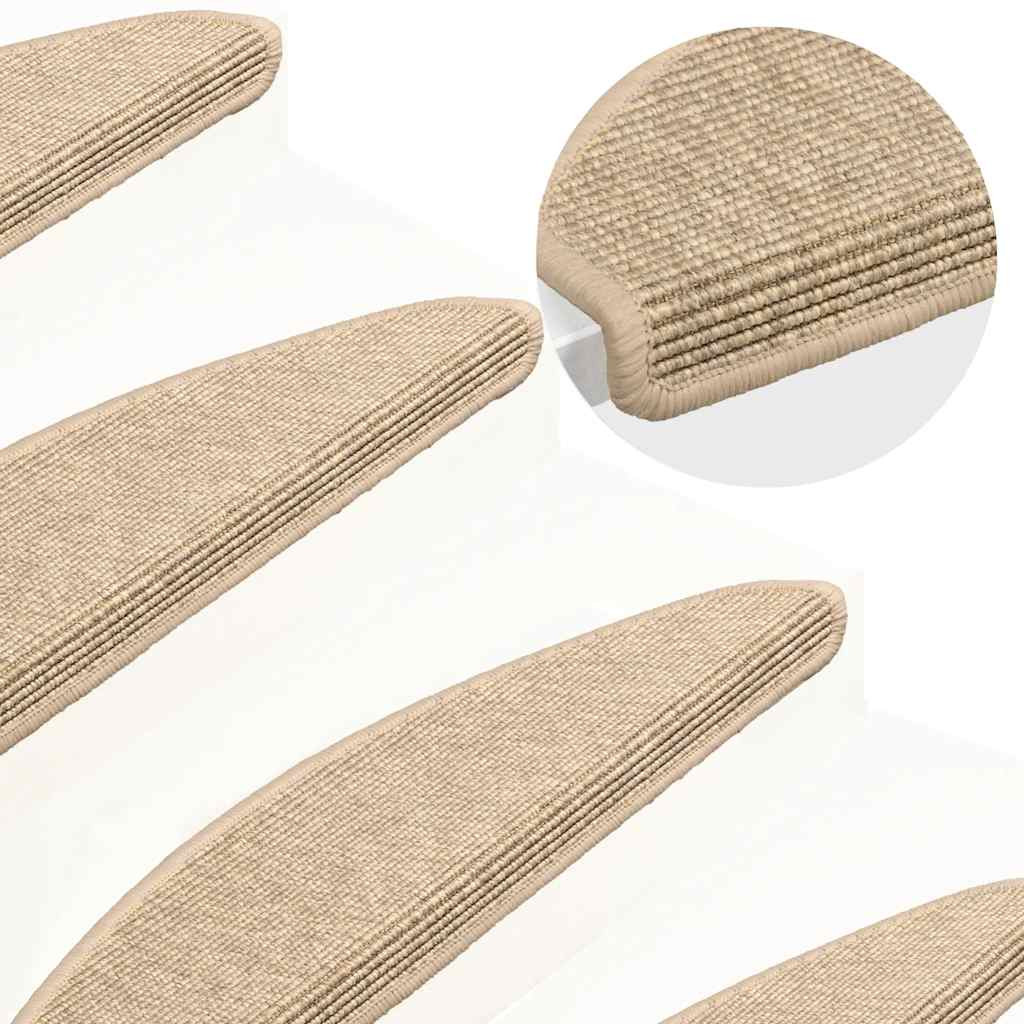 vidaXL Stufenmatten 15 Stk. 65x21x4 cm Hellbeige Halbrund Groß