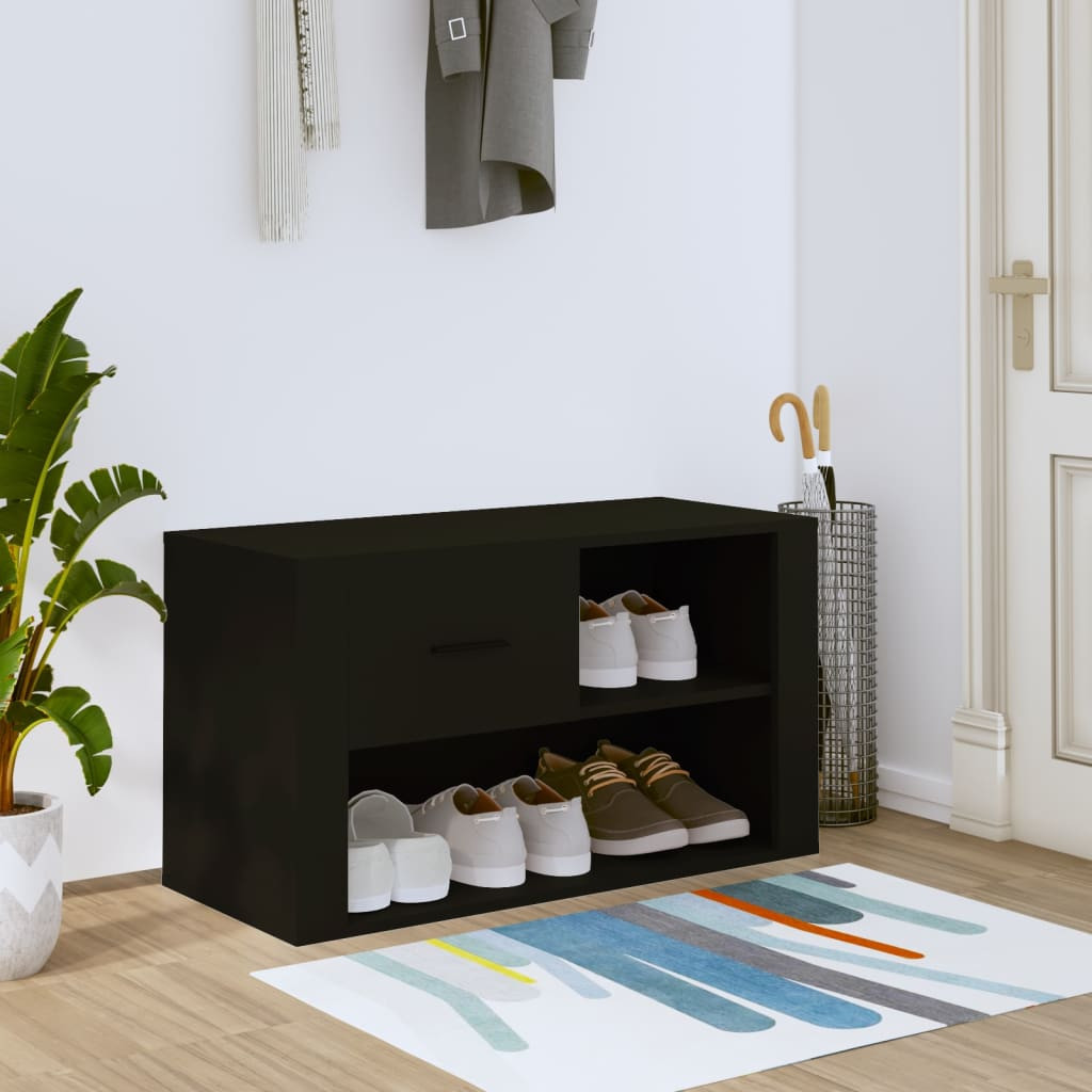 vidaXL Schuhschrank Schwarz 80x35x45 cm Holzwerkstoff