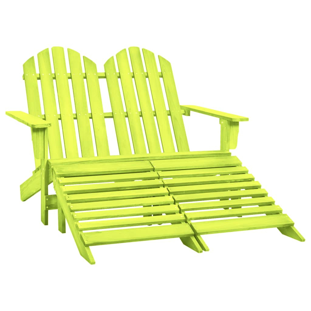 vidaXL Adirondack-Gartenbank 2-Sitzer mit Fußteil Tannenholz Grün