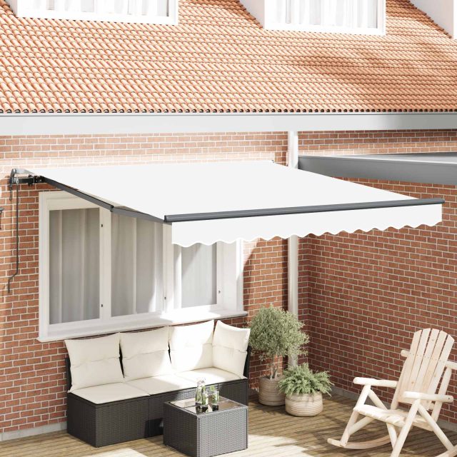 vidaXL Ausziehbare Markise Weiß 350 x 250 cm Stoff und Aluminium