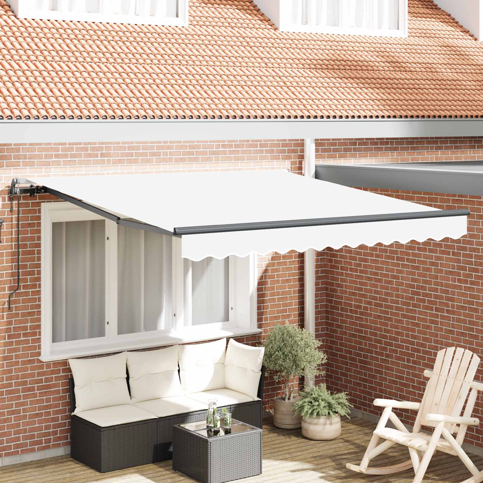 vidaXL Ausziehbare Markise Weiß 350 x 250 cm Stoff und Aluminium