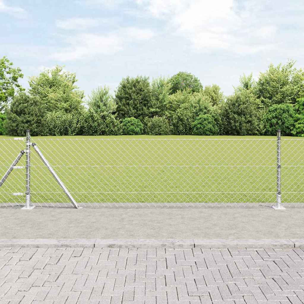 vidaXL Maschendrahtzaun mit Betonsockel 25 x 0,6 m Verzinkter Stahl