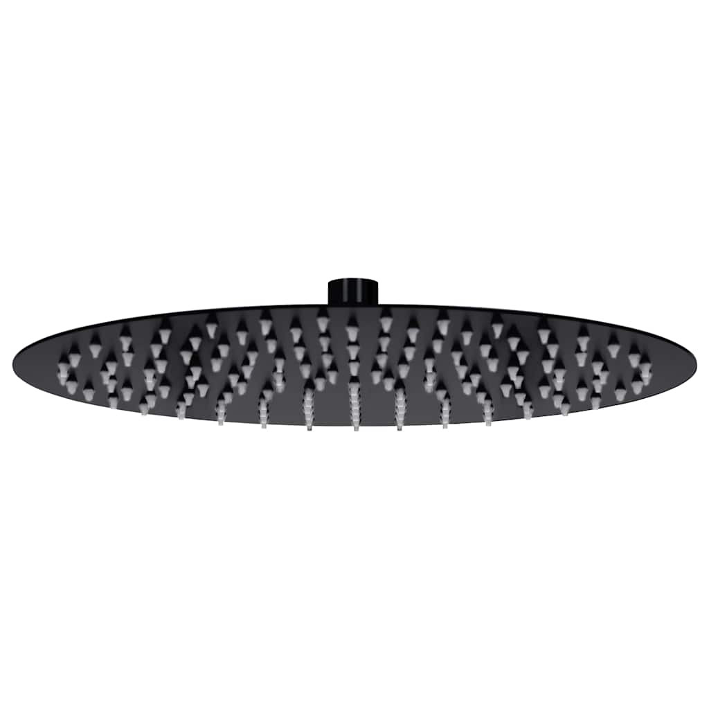 vidaXL Regenbrause Edelstahl 30 cm Rund Schwarz