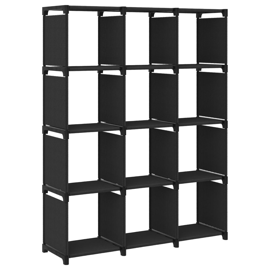 vidaXL Würfel-Regal 12 Fächer Schwarz 103x30x141 cm Stoff