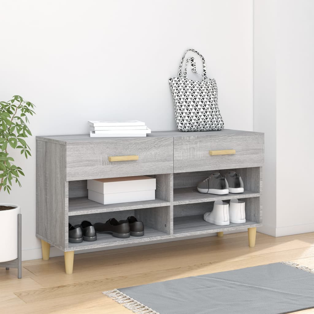vidaXL Schuhschrank Grau Sonoma 102x35x55 cm Holzwerkstoff