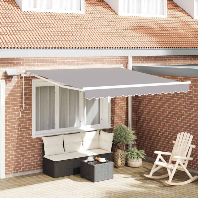 vidaXL Ausziehbare Markise Hellgrau 300 x 250 cm Stoff und Aluminium