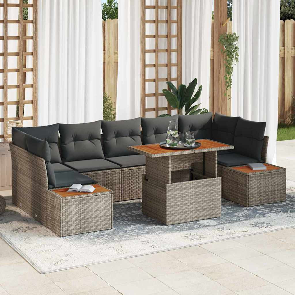 vidaXL Gartensofa-set 8 Stk. Grau und Braun