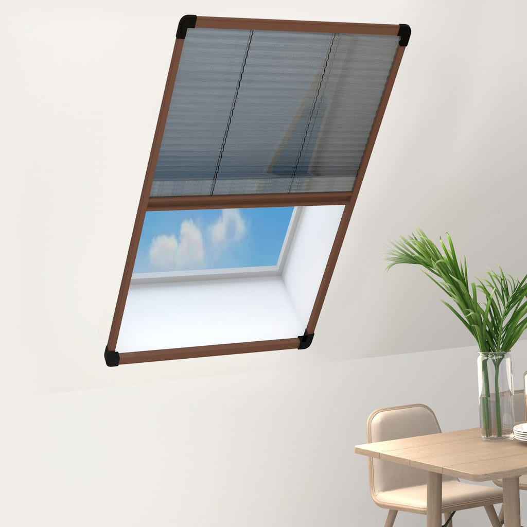 vidaXL Insektenschutz-Plissee für Fenster Aluminium Braun 80x160 cm