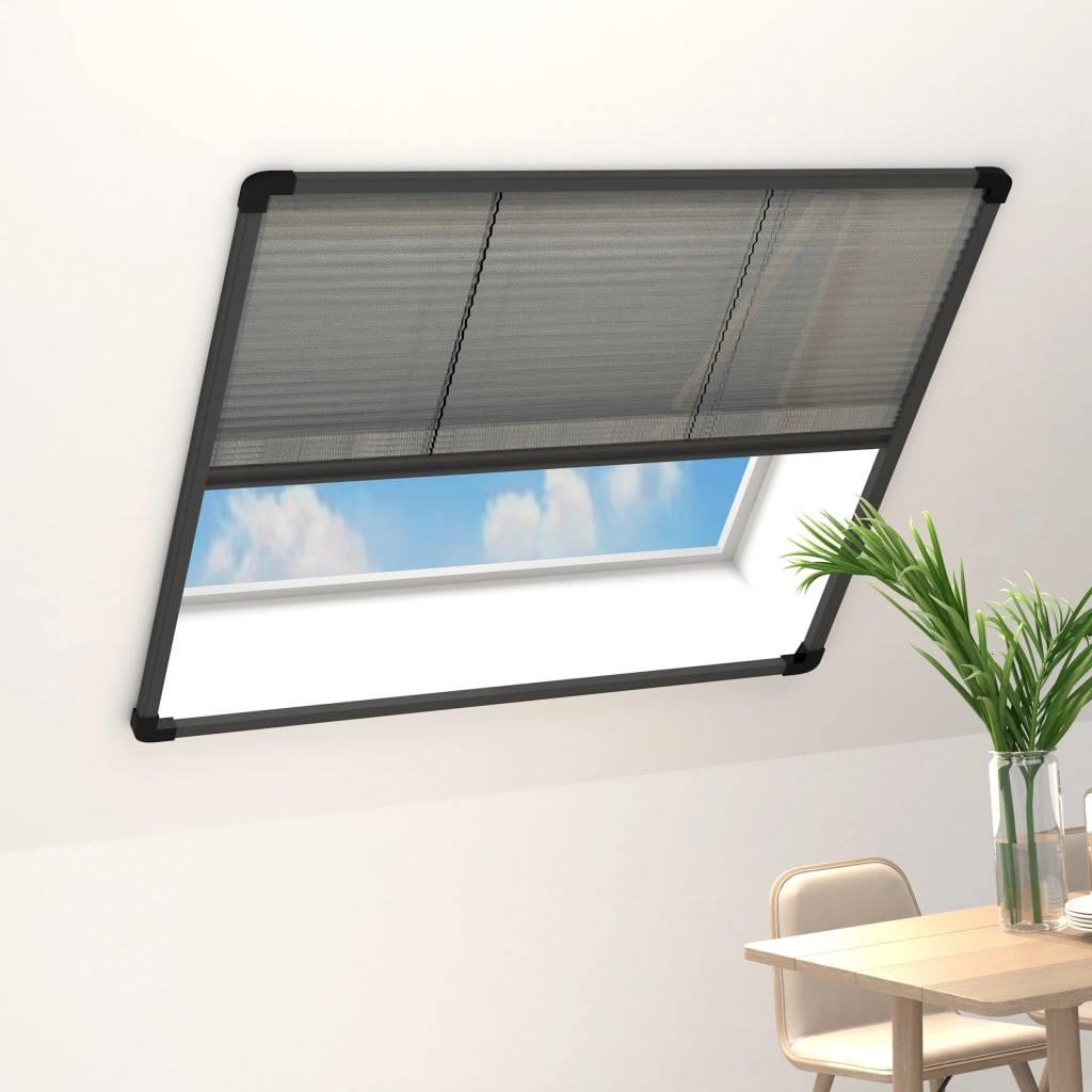 vidaXL Insektenschutz-Plissee für Fenster Alu Anthrazit 120x120 cm