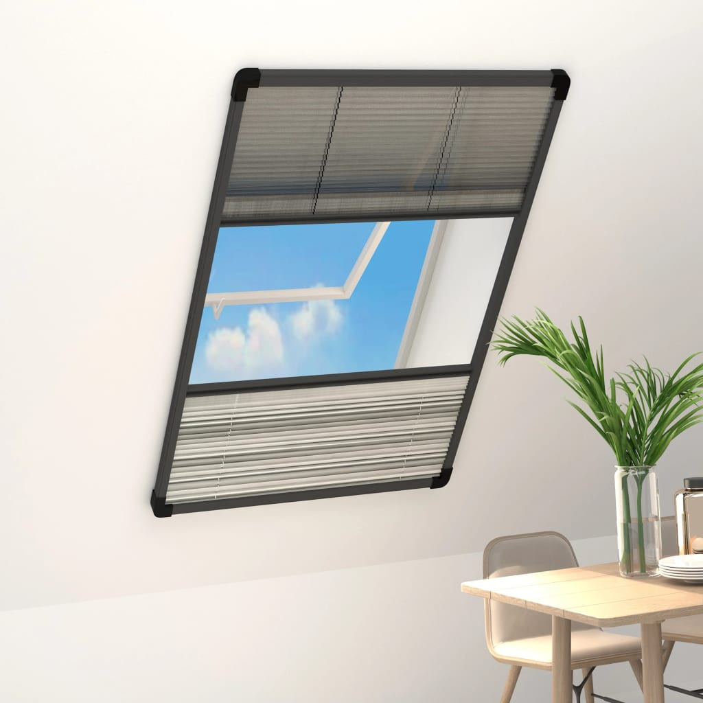 vidaXL Insektenschutz-Plissee für Fenster Alu 80x160 cm mit Jalousie