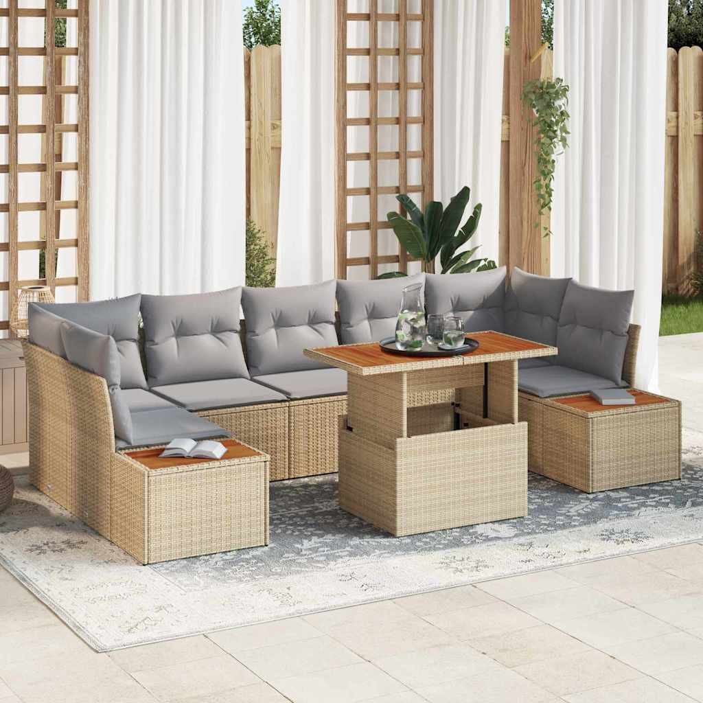vidaXL Gartensofa-set 8 Stk. Beige und Grau