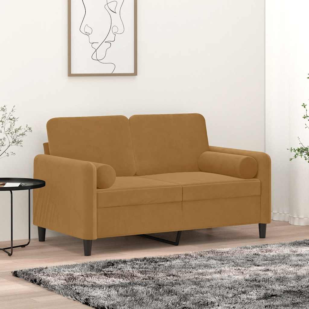 vidaXL Zierkissen 2 Stk. Braun Ø15x50 cm Samt